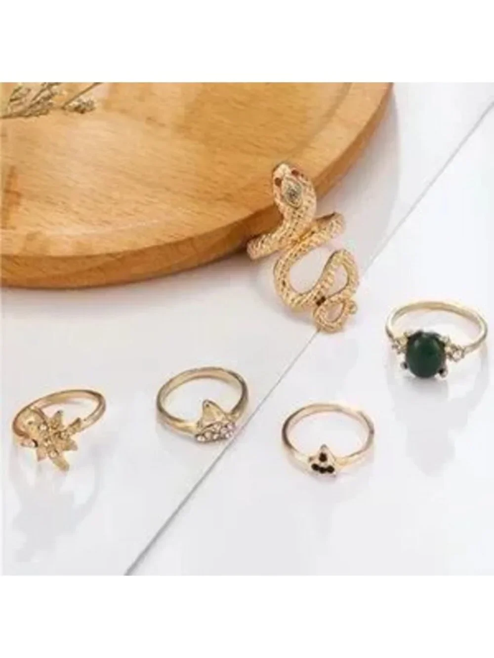Gold 5pc snake ring set
